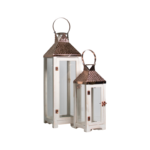 Lantern- Rose Gold Hammered Top - White Hartford - sets of 2