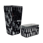 Mirror & Black Glass Vases - Image 2