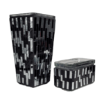 Mirror & Black Glass Vases