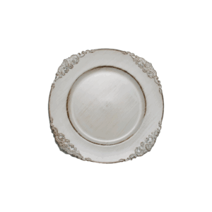 Charger - Antiqued White/ Grey Acrylic